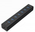 Bộ chia 7 Port USB 3.0 H7013-U3-AD-BK, nhựa,kèm Adapter 5V/2A.
