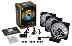  Phóng to Hình sản phẩm1 / 4 Hình sản phẩmHình sản phẩm Xem thông số kỹ thuật  Fan LL120 RGB 120mm Dual Light Loop RGB LED PWM - 3 Fan Pack with Lighting Node PRO
