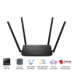 Router Wifi ASUS RT-AC1500UHP (Dũng Sĩ Xuyên Tường) Chuẩn AC1500 MU-MIMO, 2 băng tần, USB, Stream 4K