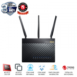 Router Wifi ASUS RT-AC68U (Chuẩn Doanh Nghiệp) Chuẩn AC1900 MU-MIMO Hỗ trợ AiMesh, bảo vệ mạng AiProtection