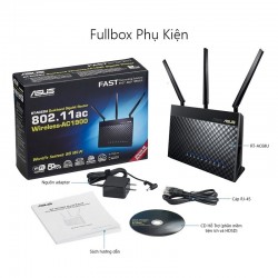 Router Wifi ASUS RT-AC68U (Chuẩn Doanh Nghiệp) Chuẩn AC1900 MU-MIMO Hỗ trợ AiMesh, bảo vệ mạng AiProtection