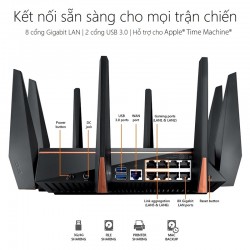 ASUS ROG Rapture GT-AC5300 (Gaming Router) AC5300 WTFast, AiMesh 360 WIFI Mesh, 3 băng tần, chipset Broadcom, AiProtection, USB 3.0