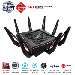 ASUS ROG Rapture GT-AX11000 (Gaming Router) Wifi AX11000 3 băng tần 10 Gigabit, Wifi 6 (802.11ax), AiMesh 360 WIFI Mesh, WTFast, AiProtection, AURA RGB