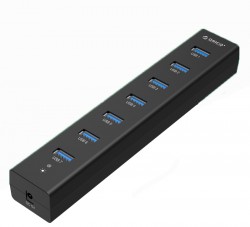 Bộ chia 7 Port USB 3.0 H7013-U3-AD-BK, nhựa,kèm Adapter 5V/2A.