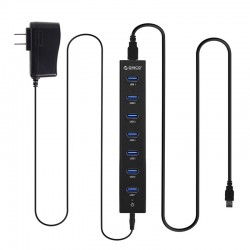 Bộ chia 7 Port USB 3.0 H7013-U3-AD-BK, nhựa,kèm Adapter 5V/2A.
