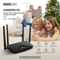 Thiết bị mạng A3002RU-V2 - Router Wi-Fi băng tần kép Gigabit AC1200