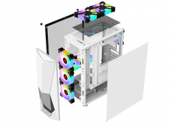 Vỏ case KENOO ESPORT E400 4F - Màu Trắng ( 4 fan RGB - ATX)