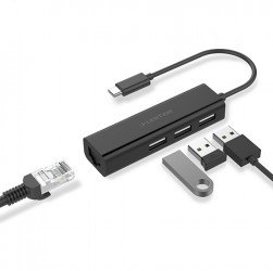 Bộ chuyển đổi Type C 4 trong 1 Lention UC-USB 2.0 - Đen