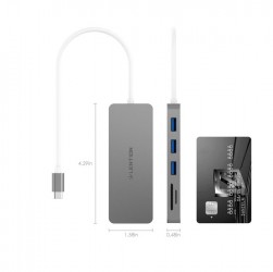 Bộ chuyển đổi Type C 5 trong 1 Lention C15 - Xám