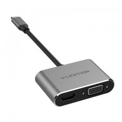 Bộ chuyển đổi Type C sang HDMI và VGA Lention C51sHV - Xám
