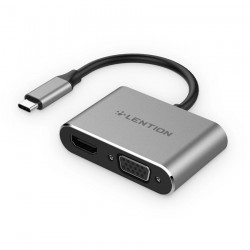 Bộ chuyển đổi Type C sang HDMI và VGA Lention C51sHV - Xám