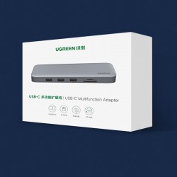 Cáp Chuyển Đổi USB Type C (11 in 1) to HDMI, VGA, Displayport, USB 3.0, đọc thẻ SD/TF hỗ trợ sạc USB C Ugreen 70305