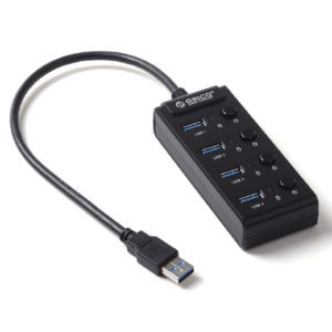 Bộ chia 4 Port USB 3.0 ORICO W9PH4, nút nguồn riêng. (Đen, trắng) - 4 cổng USB 3.0