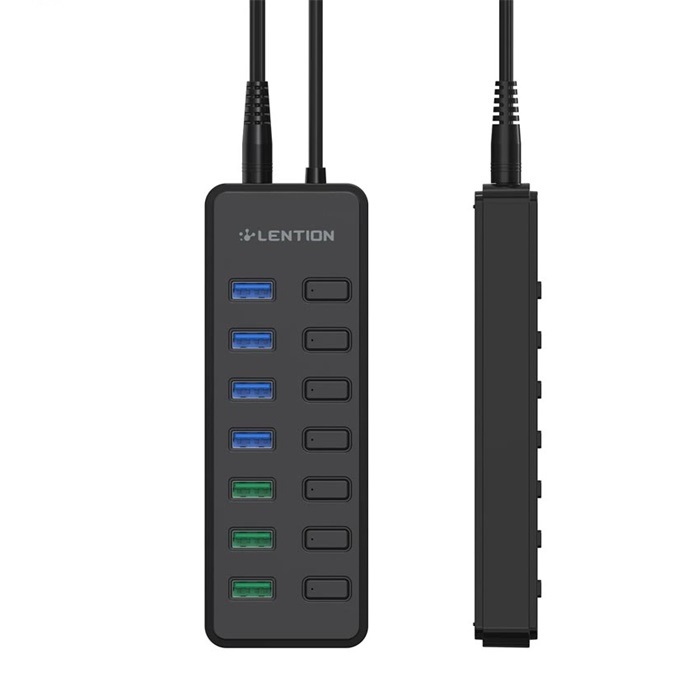 Bộ chia 7 cổng USB A 3.0 Lention H92 (có công tắc đèn led báo)