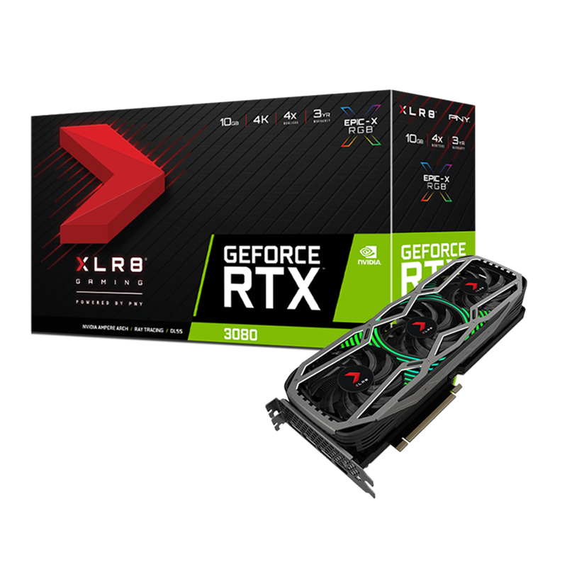 VGA PNY GeForce RTX 3080 10GB XLR8 Gaming REVEL EPIC-X RGB Triple Fan Edition (VCG308010TFXPPB)