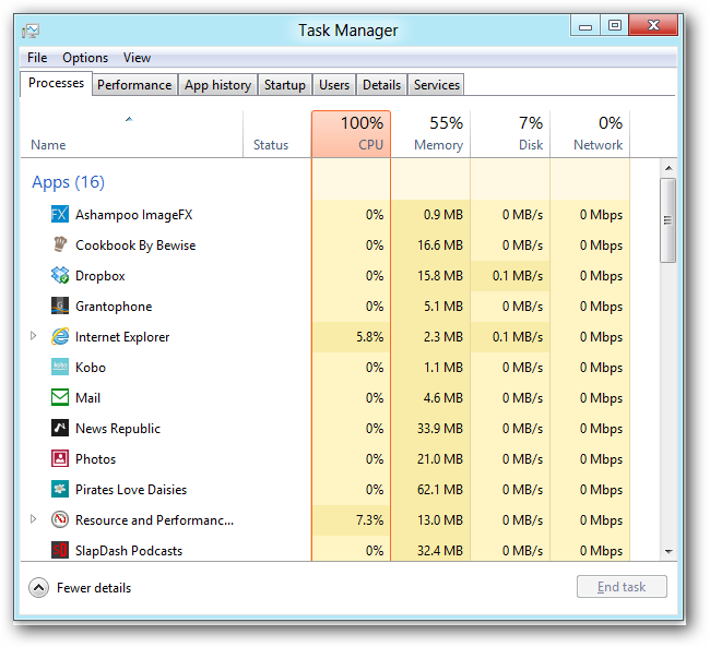 truy cập task manager để tắt bớt các ứng dụng 