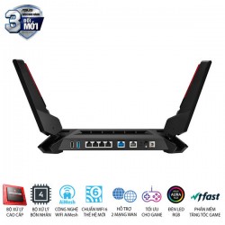 Bộ phát wifi 6 Asus ROG Rapture Gaming GT-AX6000 (Chuẩn AX/ AX6000Mbps/ 4 Ăng-ten ngoài/ Wifi Mesh/ 55 User)